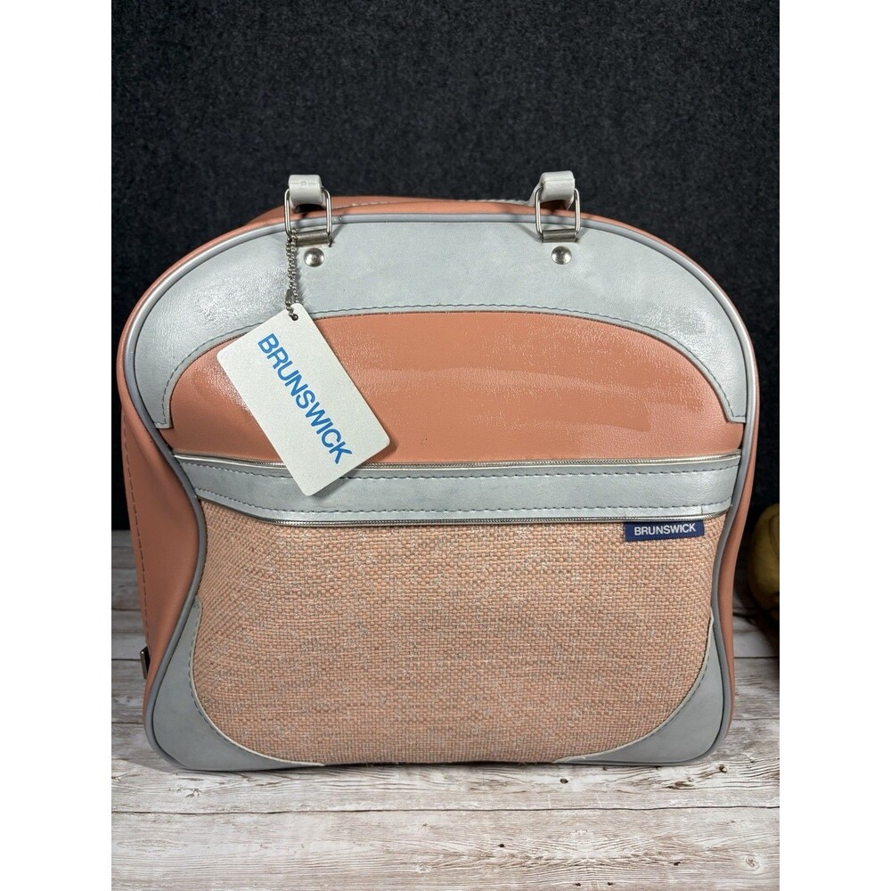 VINTAGE Brunswick Bowling Ball Case Peach/Pink With Suede BOWLER Shoes
